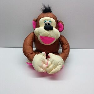 Vintage 1994 Fisher Price Chattering Chimp Brown Monkey‎ Plush Animal Puffalump